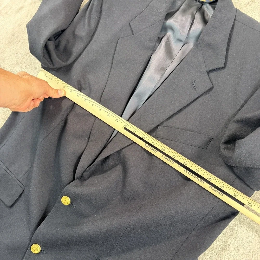 Vintage Brooks Brothers Brooksease Navy Hopsack Gold Button Blazer 44L Made USA